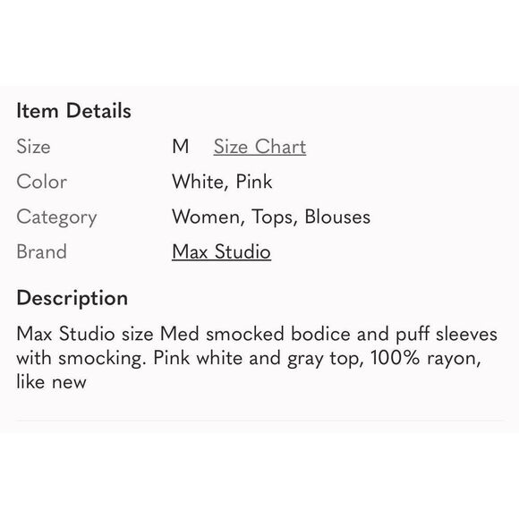 MAX STUDIO | pink gray white peplum top M - Picture 7 of 7